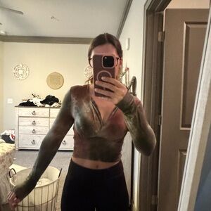 Multicolor Long Sleeve Crop Top